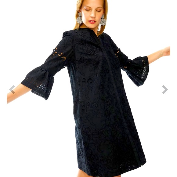 Women's Lace Flounce Sleeve Dress, Black, size XL by Chico's